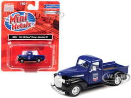 1941 1946 Chevrolet Pickup Truck Blue and Black Standard Oil 1/87 (HO) Scale Model Classic Metal Works 30653