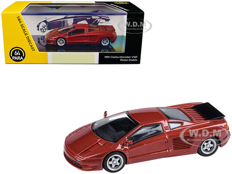 1991 Cizeta V16T Rosso Diablo Red Metallic 1/64 Diecast Model Car Paragon Models PA-55483