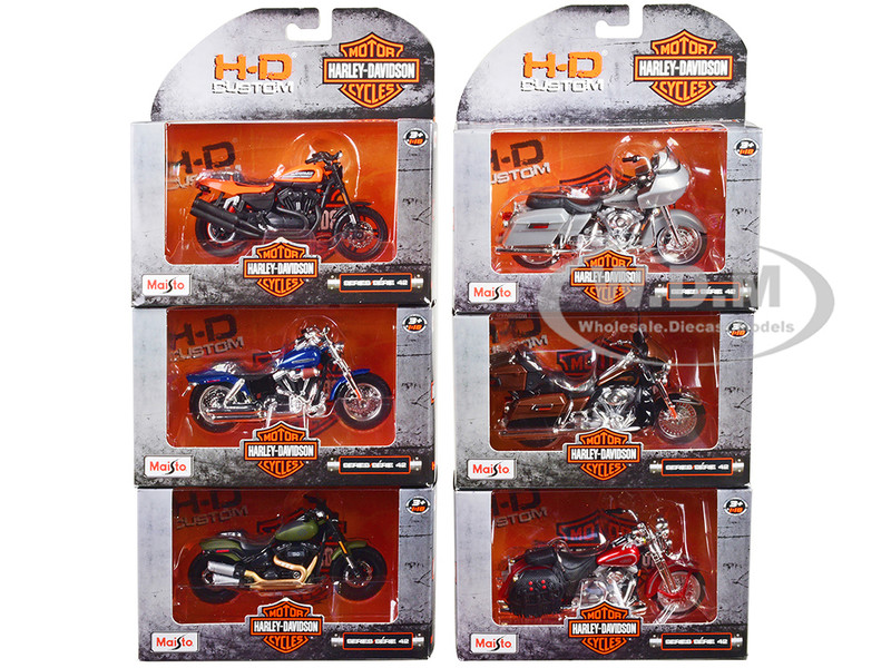 Harley Davidson Motorcycles 6 piece Set Series 42 1/18 Diecast Motorcycle Models Maisto 31360-42