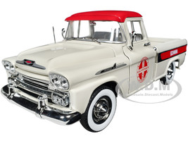 1958 Chevrolet Apache Cameo Pickup Truck Wimbledon White with Red Top Schwinn Limited Edition to 6550 pieces Worldwide 1/24 Diecast Model Car M2 Machines 40300-105B