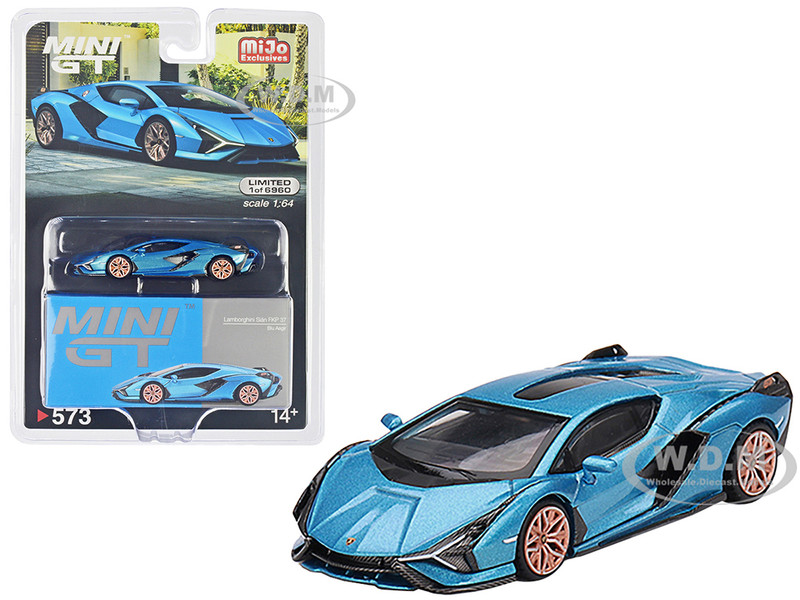 Lamborghini Sian FKP 37 Blu Aegir Blue Metallic Limited Edition to 6960 pieces Worldwide 1/64 Diecast Model Car Mini GT MGT00573