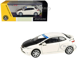 2007 Honda Civic Type R FN2 Championship White with Carbon Hood 1/64 Diecast Model Car Paragon Models PA-55398