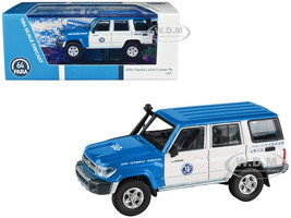 2014 Toyota Land Cruiser 76 RHD Right Hand Drive Blue and White Japan Automobile Federation 1/64 Diecast Model Car Paragon Models PA-65317