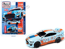 2022 Ford Mustang Shelby GT500 #23 Light Blue with Orange Stripes Gulf Oil Limited Edition to 4800 pieces Worldwide 1/64 Diecast Model Car Auto World CP8052