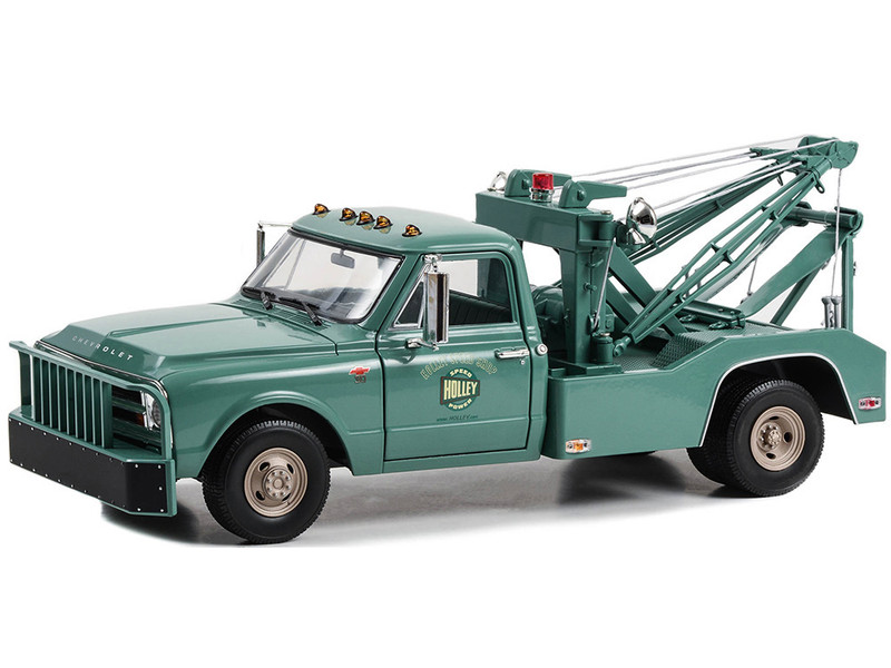 1967 Chevrolet C 30 Dually Wrecker Tow Truck Holley Speed Shop Green 1/18 Diecast Model Car Greenlight 13682