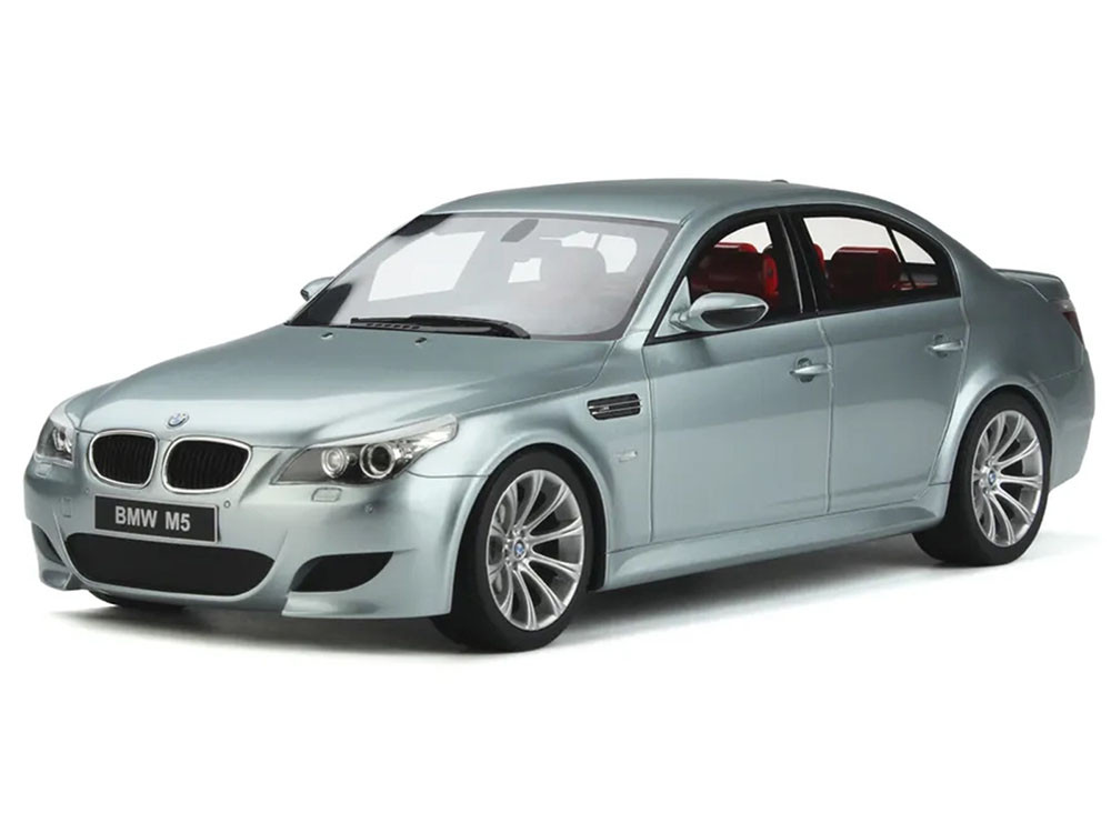 2008 BMW M5 E60 Phase 2 Silverstone Gray Metallic with Red Interior Limited Edition to 4000 Pieces 1/18 Model Car by Otto Mobile