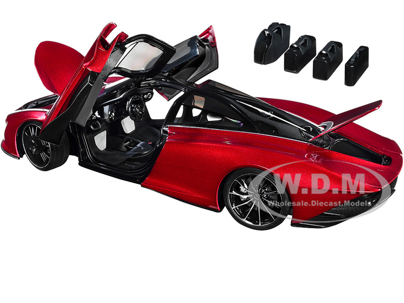 McLaren Speedtail Volcano Red Metallic with Black Top and Suitcase