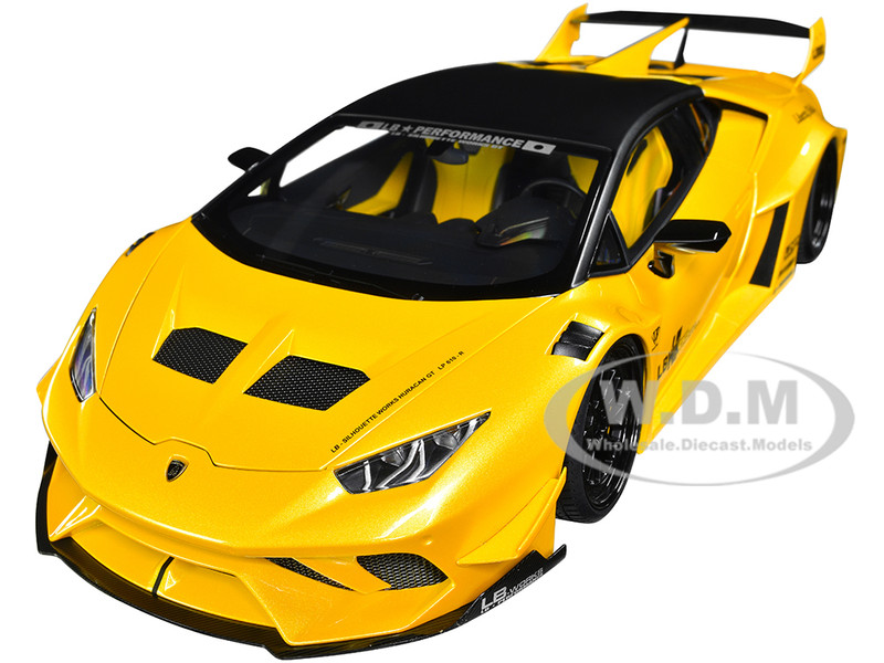 Lamborghini Huracan GT LB Silhouette Works Yellow Metallic with Black Top 1/18 Model Car Autoart 79127