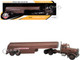 1955 Peterbilt 281 Needlenose Tractor with Tanker Trailer Brown Weathered Duel 1971 Movie 1/43 Diecast Model Big Rig Replicas 43-0430