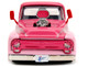 1956 Ford F 100 Pickup Truck Pink with Graphics and Franken Berry Diecast Figure Franken Berry Hollywood Rides Series 1/24 Diecast Model Car Jada 32025
