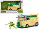 Party Wagon Green and Beige and Donatello Diecast Figure Teenage Mutant Ninja Turtles Hollywood Rides Series Diecast Model Jada 34529