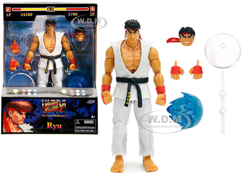 Ryu 6 Moveable Figure with Accessories and Alternate Head and Hands Ultra Street Fighter II The Final Challengers 2017 Video Game Model Jada 34215