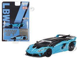Lamborghini Aventador GT EVO LB Silhouette Works Baby Blue with Black Top Limited Edition to 4200 pieces Worldwide 1/64 Diecast Model Car True Scale Miniatures MGT00494