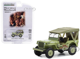 1945 Willys MB Jeep Light Green U S Army Norman Rockwell Series 5 1/64 Diecast Model Car Greenlight 54080B