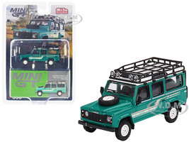 1985 Land Rover Defender 110 County Station Wagon Trident Green with Roof Rack Limited Edition to 2400 pieces Worldwide 1/64 Diecast Model Car True Scale Miniatures MGT00590