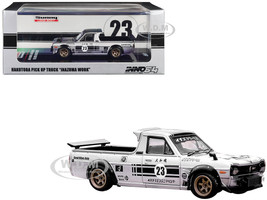 Nissan Sunny Hakotora Pickup Truck RHD Right Hand Drive #23 Silver Metallic with Black Graphics Inazuma Work 1/64 Diecast Model Car Inno Models IN64-HKT-23R