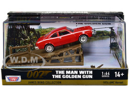 1974 AMC Hornet Red with White Stripes James Bond 007 The Man with the Golden Gun 1974 Movie with Display 1/64 Diecast Model Car Motormax 79822