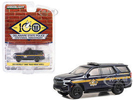 2023 Chevrolet Tahoe Police Pursuit Vehicle PPV Dark Blue Metallic with Yellow Stripes Delaware State Police 100th Anniversary Anniversary Collection Series 16 1/64 Diecast Model Car Greenlight 28140F