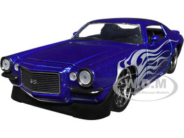 1971 Chevrolet Camaro SS Blue with Silver Flames Bigtime Muscle Series 1/24 Diecast Model Car Jada JA30536
