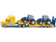 Tractor Truck Yellow with 2 New Holland T7070 Tractors Blue 1/87 HO Diecast Models Siku SK1805