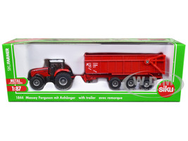 Massey Ferguson 8480 Dyna VT Tractor Red with Silver Top and Krampe Dump Trailer Red 1/87 HO Diecast Models Siku SK1844