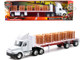 Freightliner Century Class S T Flatbed Truck White with Pallet Accessories Long Haul Trucker Series 1/32 Diecast Model New Ray 10593