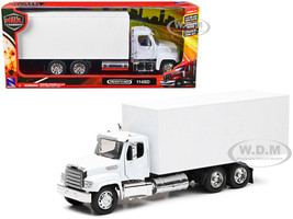 Freightliner 114SD Box Truck White Long Haul Trucker Series 1/32 Diecast Model New Ray 11043