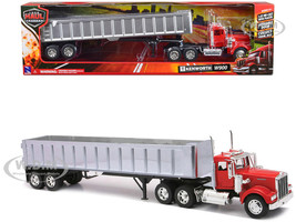 Kenworth W900 Frameless Dump Truck Red and Chrome Long Haul Trucker Series 1/32 Diecast Model New Ray 13773