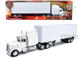 Peterbilt 379 Truck with Dry Goods Trailer White Long Haul Trucker Series 1/32 Diecast Model New Ray 14363