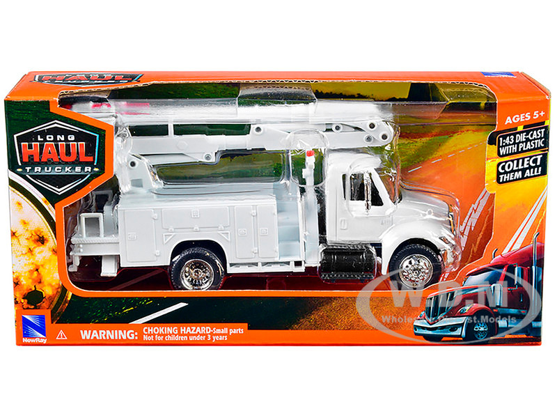 International 4200 Line Maintenance Service Truck White Long Haul Trucker Series 1/43 Diecast Model New Ray NR15913E