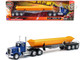 Peterbilt 379 Truck with Side Dump Blue and Yellow Long Haul Truckers Series 1/32 Diecast Model New Ray SS-10553