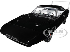 1969 Dodge Charger Daytona X9 Black with White Interior and Tail Stripe American Muscle Series 1/18 Diecast Model Car Auto World AMM1310