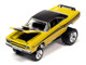 1970 Plymouth Road Runner Yellow with Black Gator Top and Black Stripes and 1969 Dodge Charger R T HEMI Orange with Black Top and Tail Stripe Zingers Set of 2 Cars 2 Packs 2023 Release 1 1/64 Diecast Model Cars Johnny Lightning JLPK020-JLSP318A