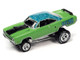 1970 Plymouth Road Runner HEMI Green with Blue Flower Top and Black Stripe and 1969 Dodge Charger R T Silver Metallic with Graphics Dick Landy Zingers Set of 2 Cars 2 Packs 2023 Release 1 1/64 Diecast Model Cars Johnny Lightning JLPK020-JLSP318B