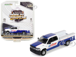 2023 Ram 3500 Service Bed Dually Pickup Truck White and Blue Mopar Direct Connection Dually Drivers Series 14 1/64 Diecast Model Car Greenlight 46140F