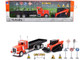 Peterbilt 379 Flatbed Truck Orange and Kubota SVL 95 2S Track Loader with Street Signs 1/32 Diecast Models New Ray SS-34023