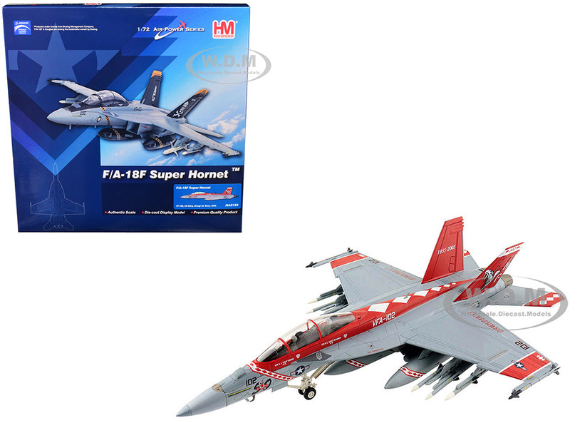 Boeing F A 18F Super Hornet Fighter Aircraft VF 102 United States Navy Atsugi Air Base 2005 Air Power Series 1/72 Diecast Model Hobby Master HA5132