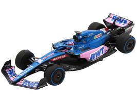 Alpine A522 #14 Fernando Alonso BWT Formula One F1 Monaco GP 2022 with Acrylic Display Case 1/18 Model Car Spark 18S750