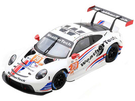 Porsche 911 RSR 19 #79 Cooper MacNeil Julien Andlauer Thomas Merrill WeatherTech Racing GTE Am 2nd Place 24 Hours of Le Mans 2022 with Acrylic Display Case 1/18 Model Car Spark 18S821