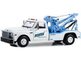 1969 Chevrolet C 30 Dually Wrecker Tow Truck Roscoe Tow Service White Starsky and Hutch 1975 1979 TV Series 1/18 Diecast Model Car Greenlight 13684