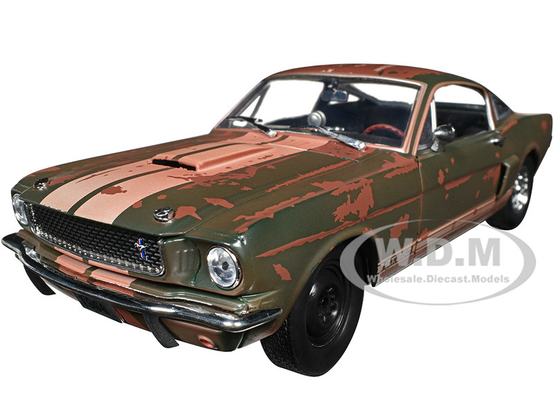 1966 Shelby GT350 Ivy Green with Wimbledon White Stripes Rusted Limited Edition to 5250 pieces Worldwide 1/24 Diecast Model Car M2 Machines 40300-107A