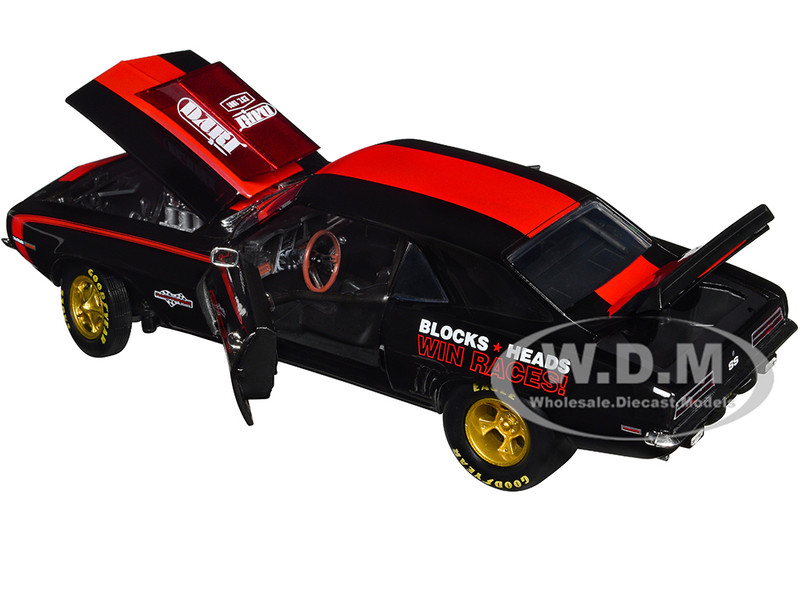 1969 Chevrolet Camaro SS 396 Black with Bright Red Stripes