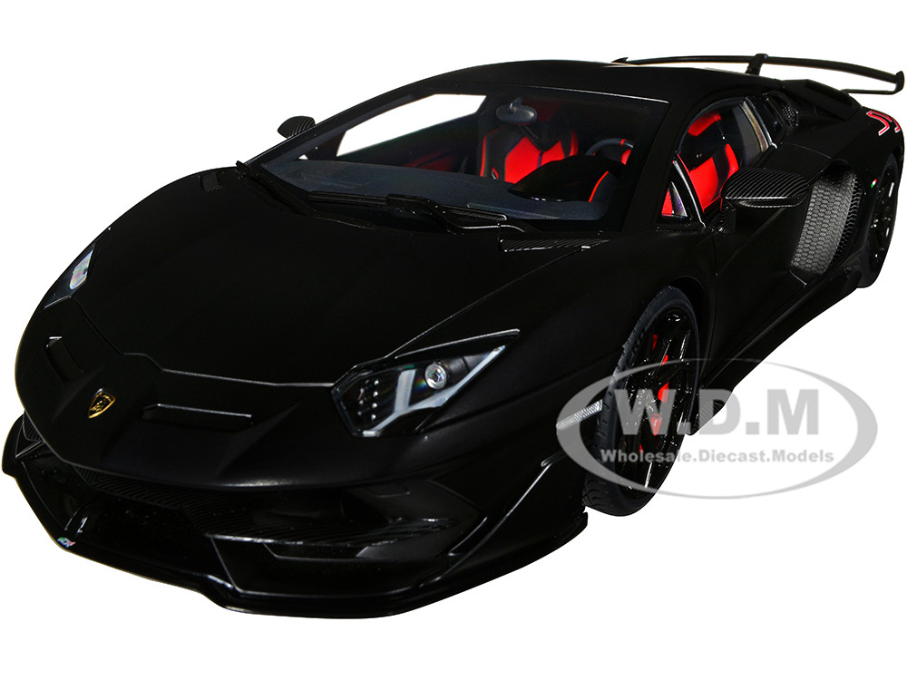 Lamborghini Aventador SVJ Nero Nemesis Matt Black 1/18 Model