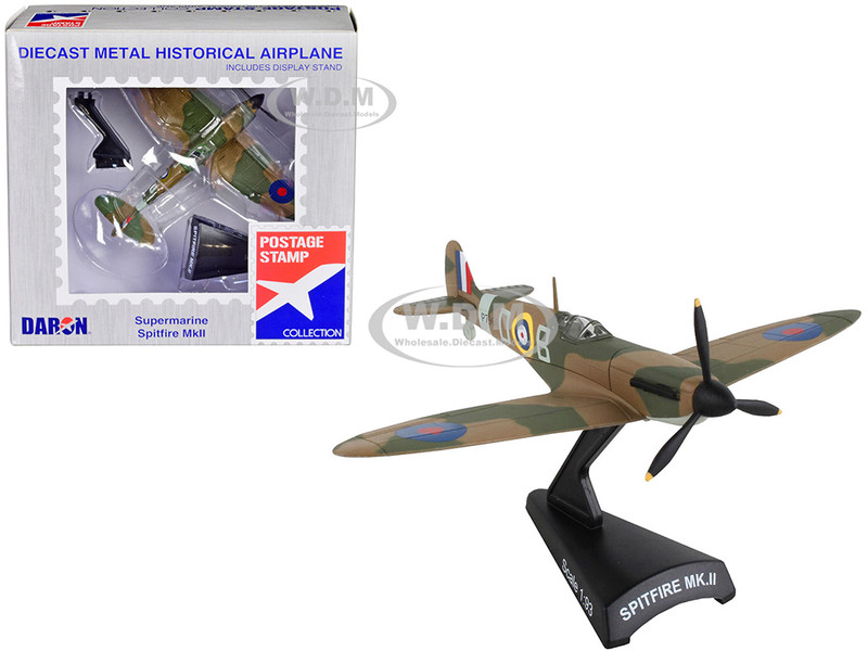 Daron Postage Stamp Supermarine Spitfire 1/93 - Modello Aereo Militare Pressofuso Con Espositore