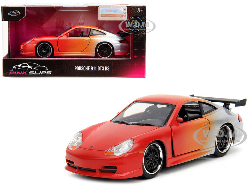 Porsche 911 GT3 RS Matt Orange and Silver Metallic Pink Slips Series 1/32 Diecast Model Car Jada 34663