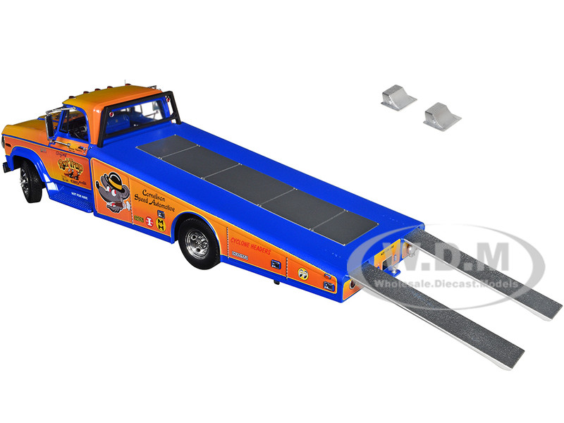 1970 Dodge D 300 Ramp Truck Orange and Blue with Graphics The Original Rat  Trap Limited Edition to 332 pieces Worldwide 1/18 Diecast Model Car ACME  A1801907