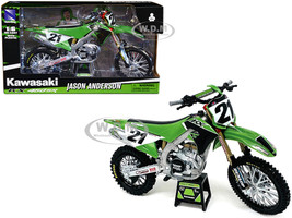 Kawasaki KX450SR Dirt Bike Motorcycle #21 Jason Anderson Green and Black Kawasaki Racing Team 1/6 Model New Ray 49733
