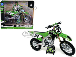 Kawasaki KX450SR Dirt Bike Motorcycle #21 Jason Anderson Green and Black Kawasaki Racing Team 1/12 Model New Ray 58413