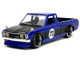 1972 Datsun 620 Pickup Truck #72 Blue Metallic with Black Stripes and Hood Toyo Tires with Extra Wheels Just Trucks Series 1/24 Diecast Model Car Jada 34193