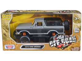 1978 Ford Bronco Custom Gray and Black Off Road Series 1/24 Diecast Model Car Motormax 79148GRY